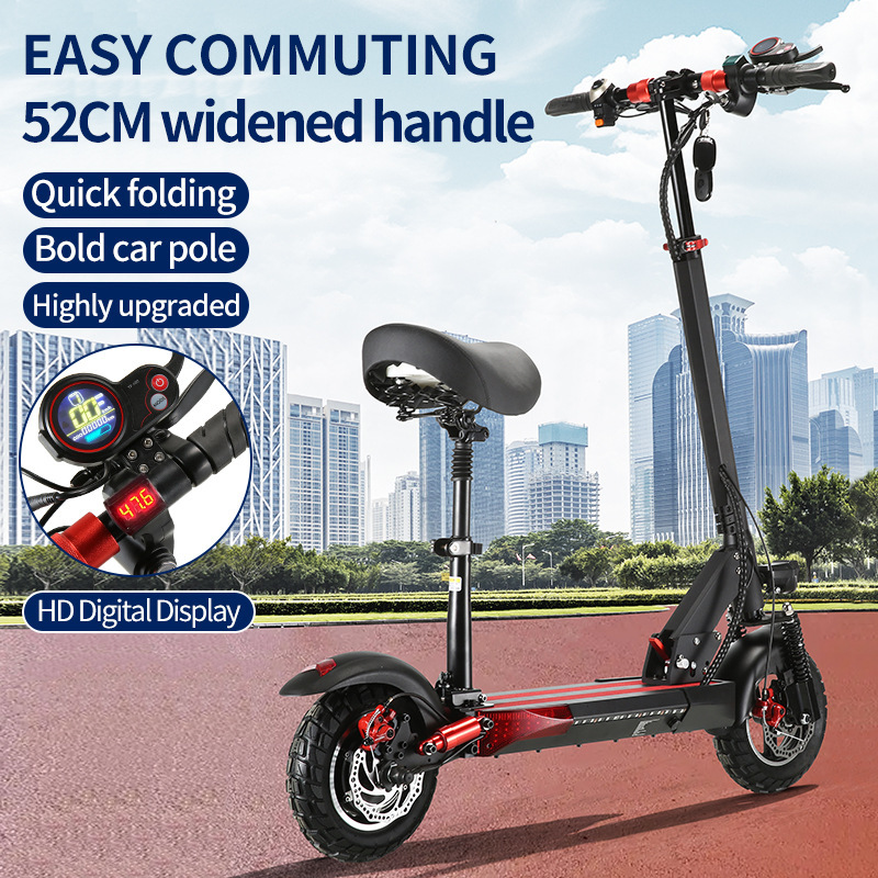 10inch Aluminum Alloy Fat Tire Scooter Folding Shock Absorbing Mobility Scooter Adult Harley Off-Road Electric Scooter