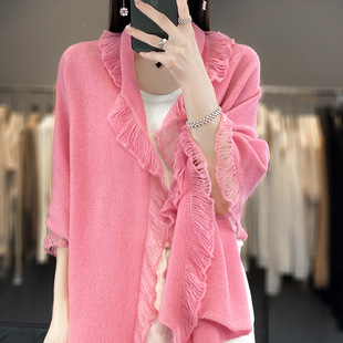 French Fringed Flat Cashmere Shawl Women's Solid Color All-match Warm Scarf Western Style Large Wool Scarf