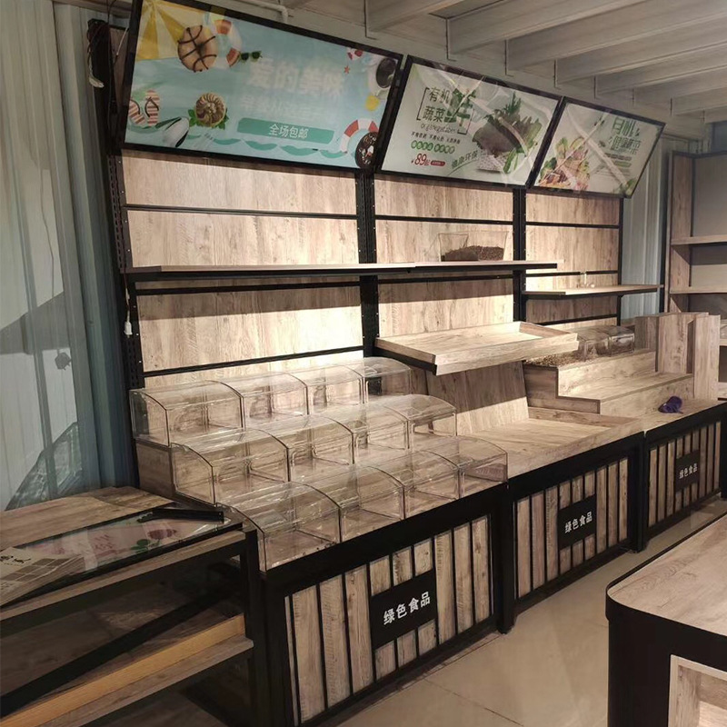 水果蔬菜架 钢木可拆装水果货架 生鲜超市果蔬架 水果多层展示架