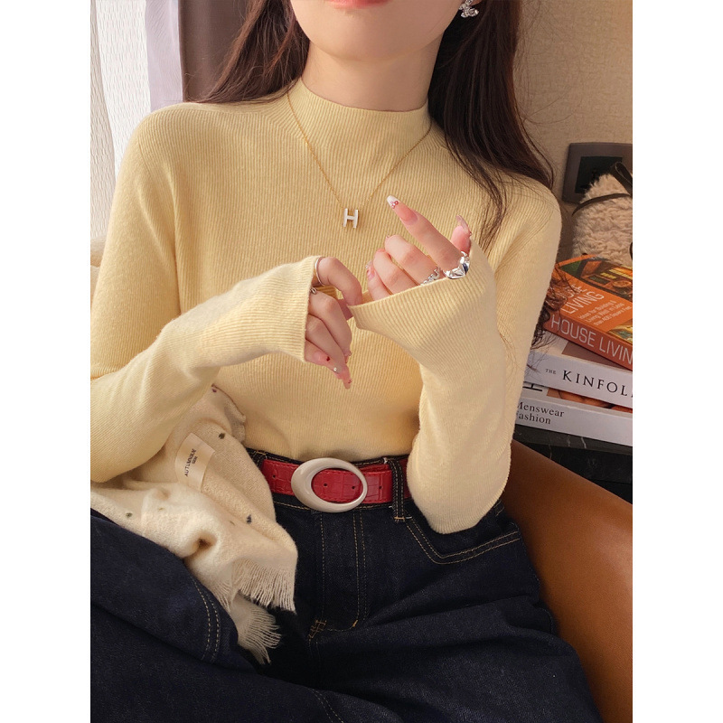 半高领打底衫女2025新款内搭高级感羊毛针织衫冬季毛衣上衣|undefined