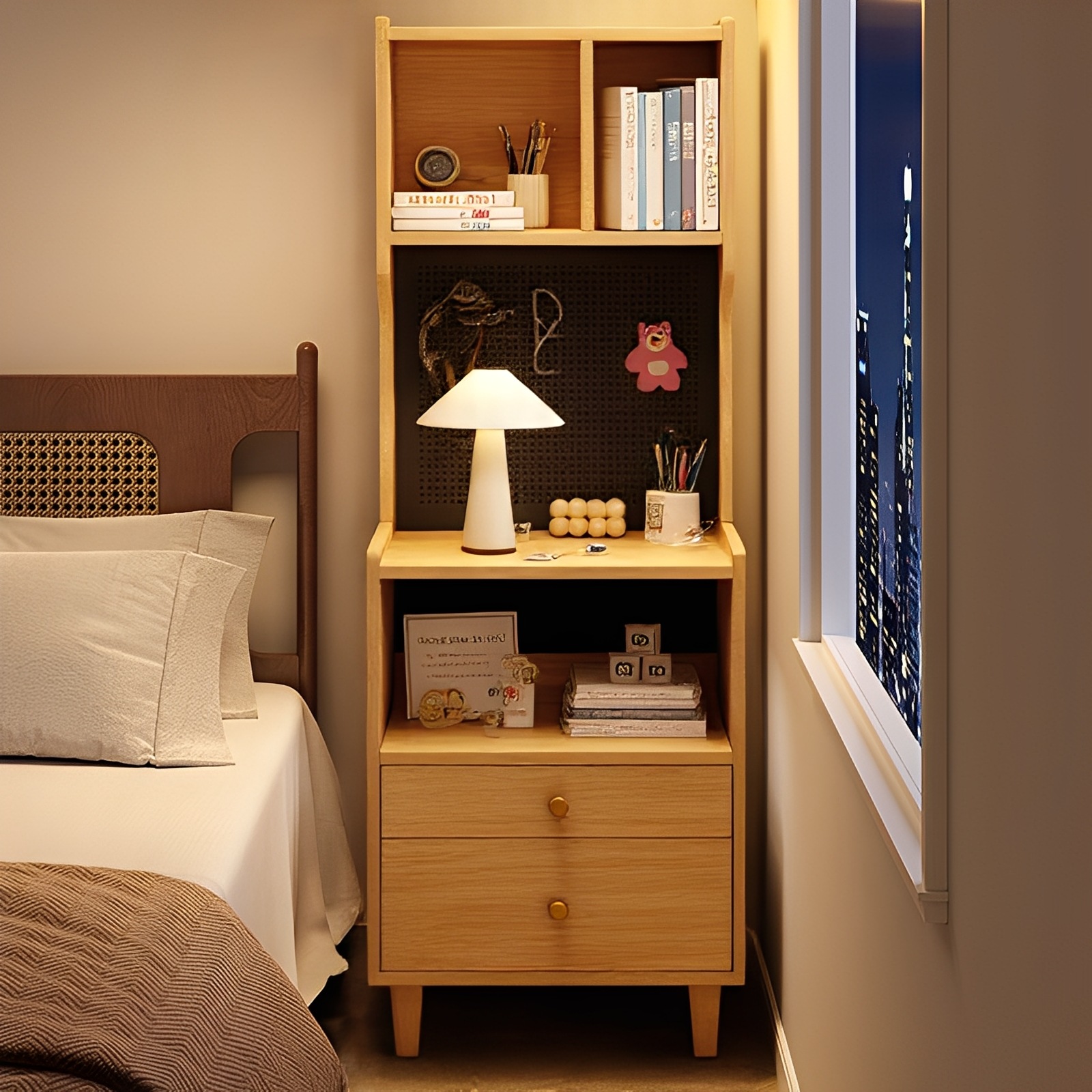 Bedside Table 2025 New Small Bedroom Bedside Table Home Storage Cabinet Storage Cabinet Integrated Storage Rack Bookshelf