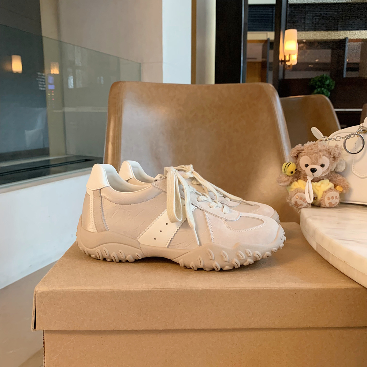 Grape Mom studiolee aumenta en 7cm ~ Zapatos de papá deportivos con cordones de punta redonda