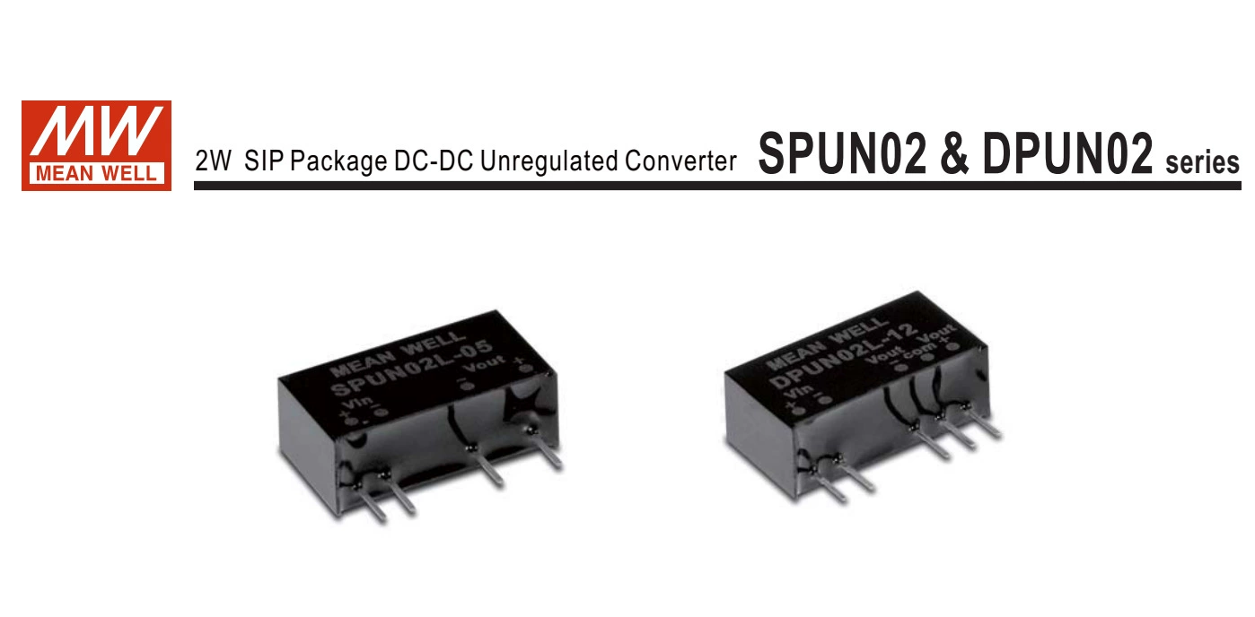台湾明纬SPUN02N-12 2W 12V 隔离式直流-直流转换器（通孔型）