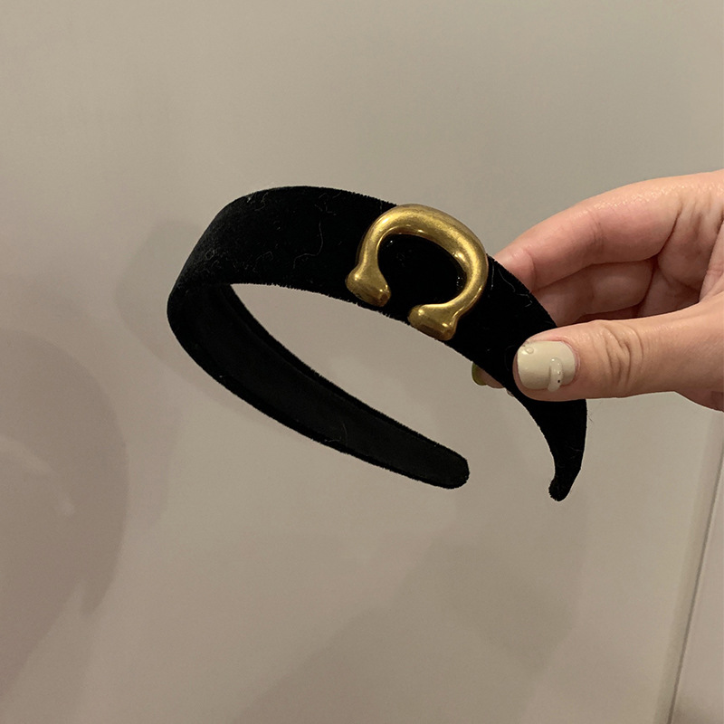 Chanel estilo retro simple flor negro diadema de viaje accesorios para el cabello de la diadema de moda elegante para mujer del todo fósforo de las mujeres