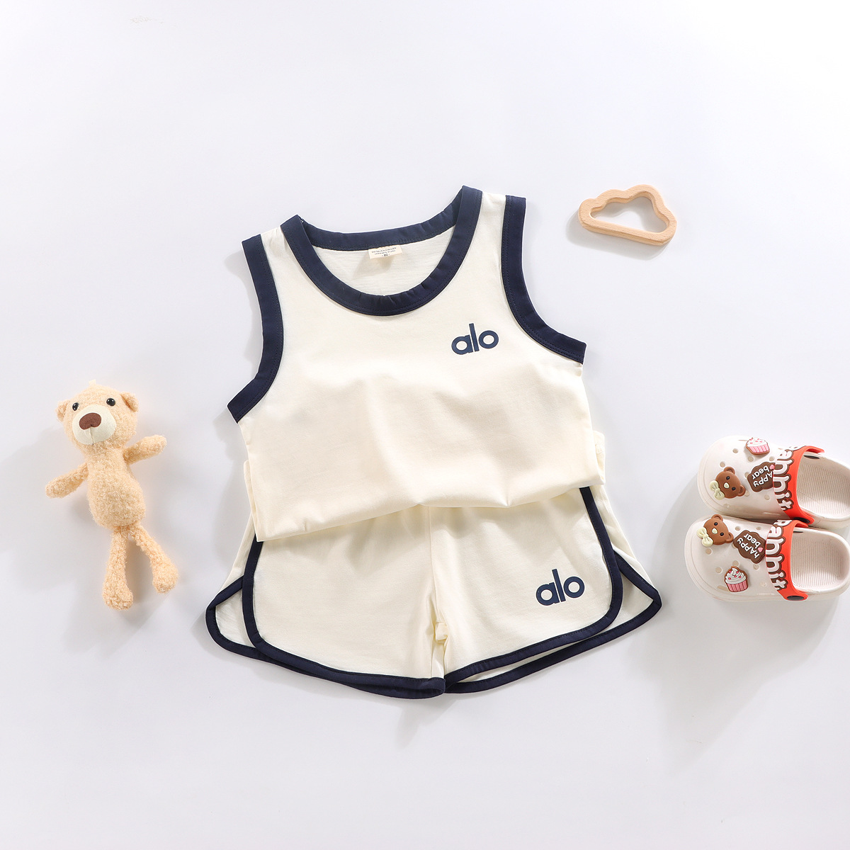 Procesamiento de chalecos personalizados para niños 2025, nuevos pantalones cortos de verano para niños y niñas para bebés deportivos casuales de dos piezas