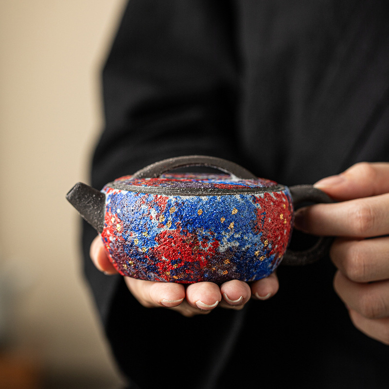 林厚堂大师岩矿手工粗陶功夫茶具茶壶复古泡茶器礼盒装手工过滤壶|undefined