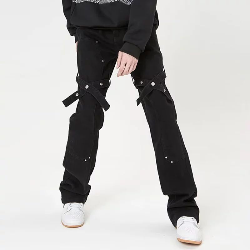Functional vibe high-end pants men's American-style high-street fashion brand spring micro-jeans black slim-fit leggings