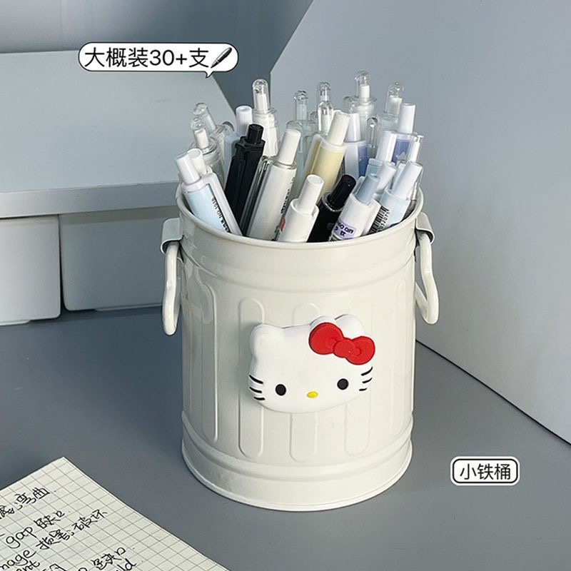かわいいピンクの鉄のバケツイチゴ収納バケツ学生寮デスクトップ収納ボックスインリトルレッドブック同じクマペンホルダー|undefined