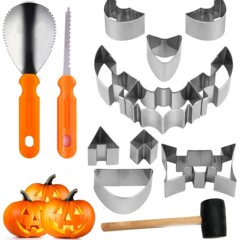 カボチャの形をした彫刻ツール、ハロウィンのベーキング用ステンレス製クッキー型、カボチャDIYの形作り、中抜き型