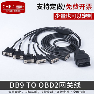 Car Obd Male to 6 Db9 Female Interface Serial Rs232 Diagnostic Tool Gateway Cable