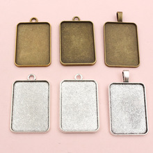 时光宝石  内径23x33mm 5g 长方形 合金吊坠底托 饰品DIY底托配件