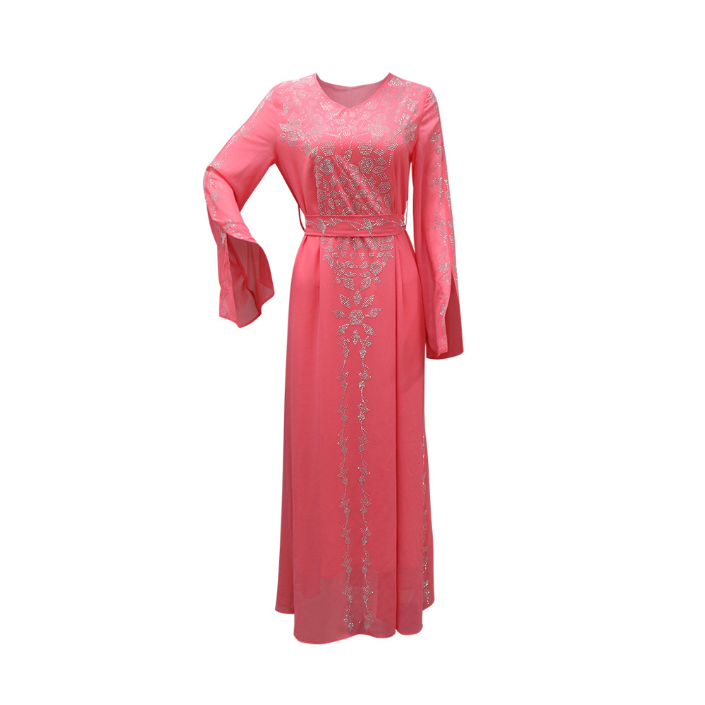 Xqy500197 Cross-border  Middle East Clothing Dubai Arab Dinner Dress Rhinestone Robe Dress display picture 5