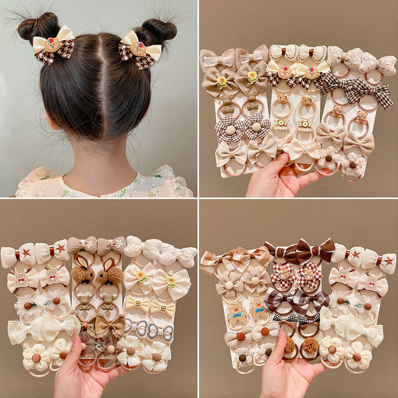 ミルキーコーヒー色のヘアバンド子供用リボンゴムバンドヘアアクセサリー少女ハイポニーテールヘアロープは髪を傷つけませんゴムバンドヘッドバンド|undefined
