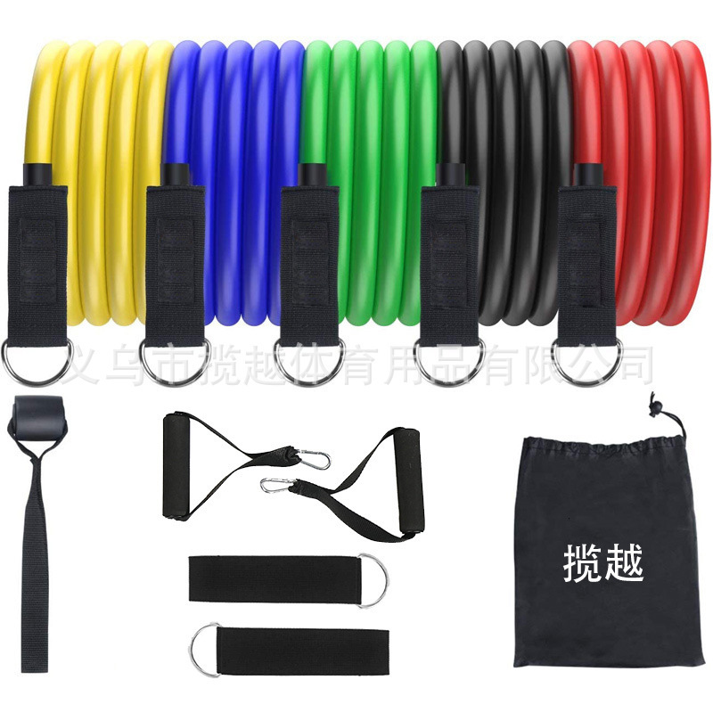 11 piece set of tension rope TPE tension belt elastic rope fitness tension Machine Factory yoga fitness tension rope set