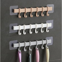 粘胶挂钩厨房壁挂6连排钩 创意浴室转角免钉无痕毛巾架六连钩