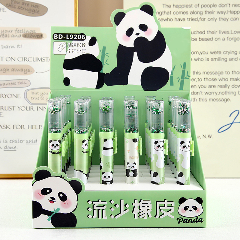 Pandas borradores de arena flotante borradores empujando y tirando borradores de arena flotante modelado creativo adorable estudiantes aprenden papelería