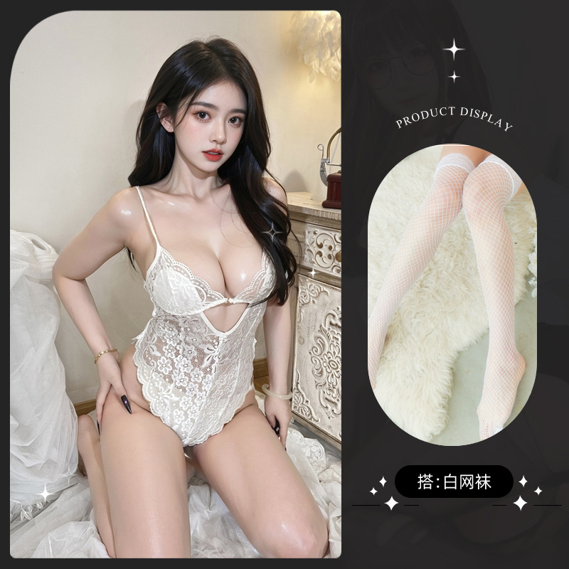 8842 화이트 + 화이트 망사 스타킹