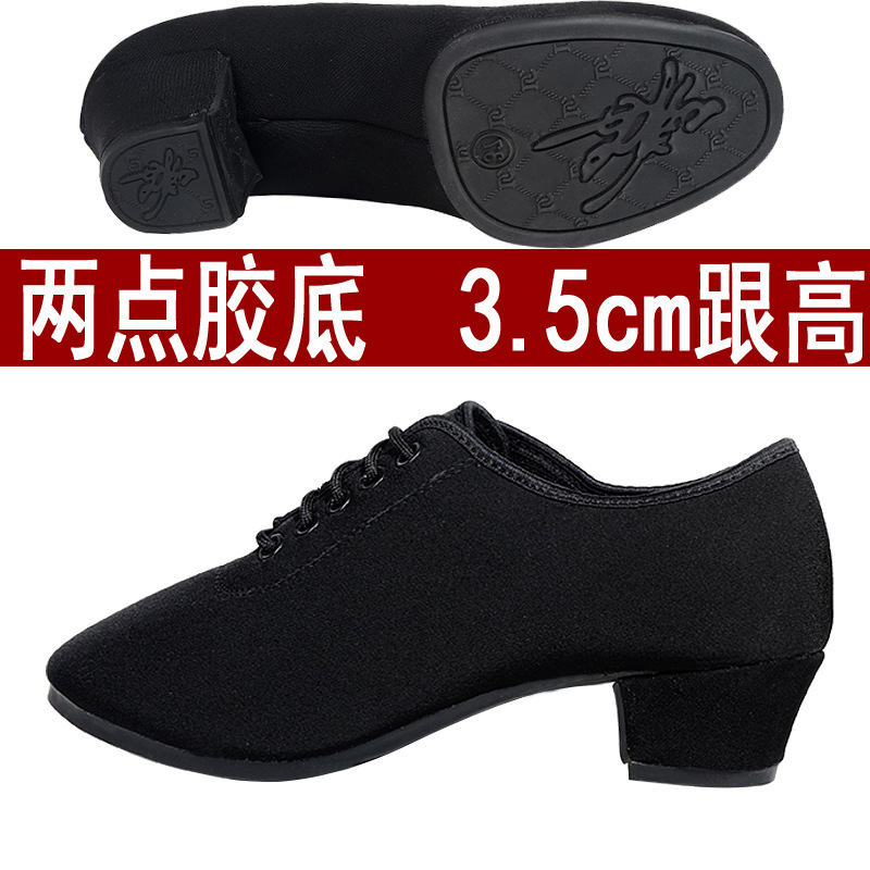 Zapatos de baile latinos profesionales, zapatos de baile de tacón medio de tela Oxford para adultos femeninos, fondo suave, práctica de baile moderno, baile social, zapatos de mujer