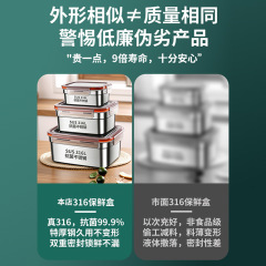 316不鏽鋼保鮮盒帶蓋密封食品級冰箱專用上班族水果便當餐飯盒子