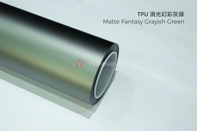 Auto Color Change Film: matte finish car wrap, satin - tpu-matte-iridescent-gray-green-15215m