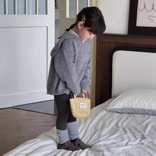 韩版套头儿童毛衣设计师款大翻领纯色百搭上衣条纹打底衫打底裤秋