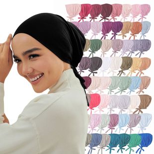 64 Color Strap Base Cap Solid Color Stretchy mercerized Cotton Ethnic Cap innercap Hot Selling Women's Head