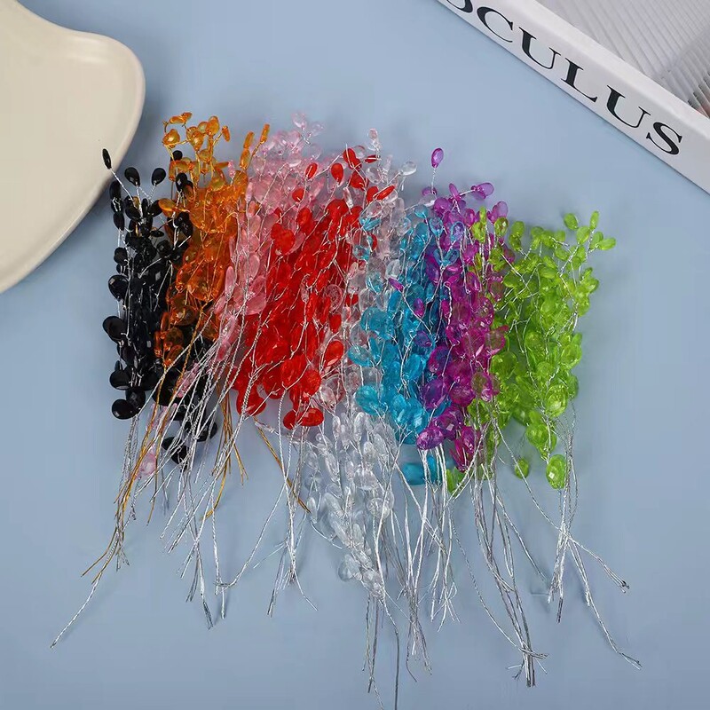 Cross-border hot sale 50 water drop beads 3 fork acrylic wire string wedding lighting decoration materials hair accessories materials Cross-border hot sale 50 water drop beads 3 fork acrylic wire string wedding lighting decoration materials hair accessories materials