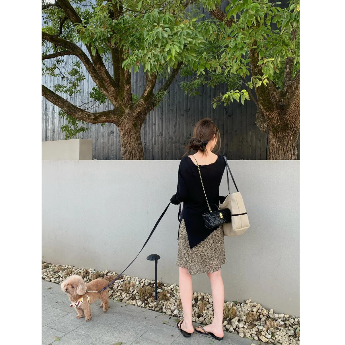 2025年春夏新作 韓国東大門 カジュアルでゆったりとしたレオパード柄プリントの薄手スカート