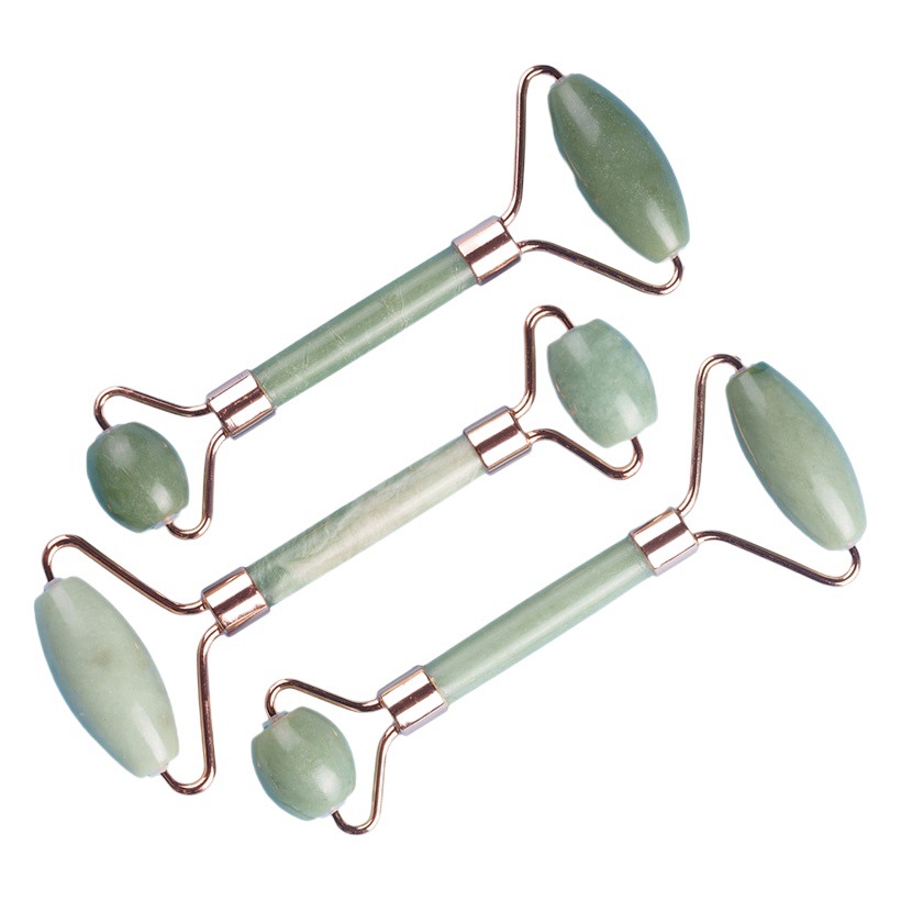 Redondo y cómodo fácil de sostener el rodillo de masaje Xiuyu de doble cabeza suave rodillo de jade facial rodillo de jade contenedor de belleza