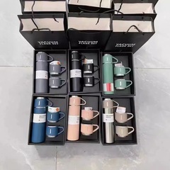 304 ステンレス鋼魔法瓶カップティーカップ 1 つのカップ 3 つの蓋ビジネスギフトボックスセット屋外ウォーターカップイベントギフト卸売