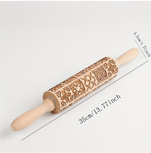 Navidad Rolling pin rodillo de madera maciza rollo pin grabado fondant galleta Impresión de galletas rollo image 6