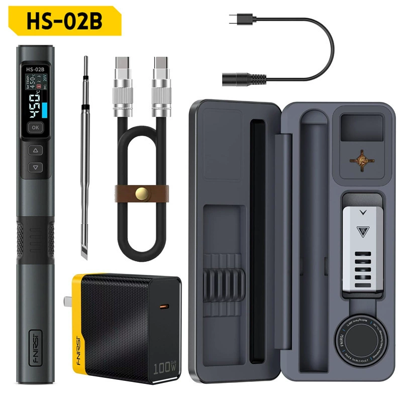 FNIRSI HS-02 умный паяльник 100W, портативная станция с постоянной температурой, паяльная ручка для домашнего ремонта