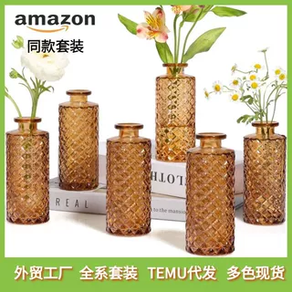 小花瓶玻璃高级感摆件ins风家居软装饰品玻璃花瓶批发水培插花器