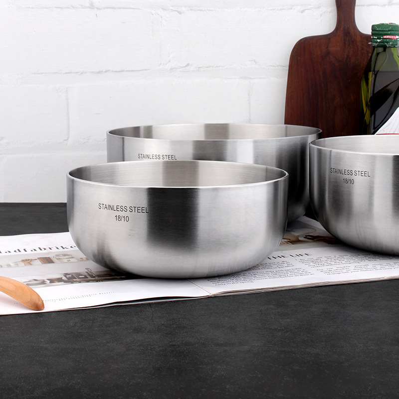 COOKONE18 / 10 tazón de sopa de acero inoxidable y tazón de fideos, tazón de huevos grueso para hornear, tazón de verduras, tazón de masa, tazón de fideos