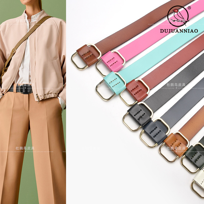 方扣皮带女士真皮装饰牛仔裤带简约百搭韩版学生腰带休闲批发厂家