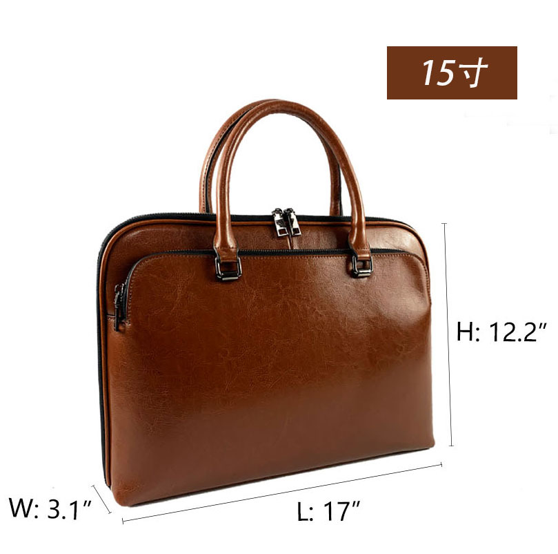 Men's Leather Briefcase Business Document Bag Large Capacity New Laptop Bag - Thumbnail 7