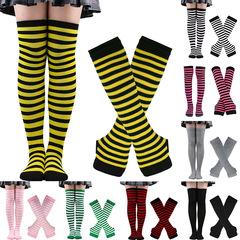 クリスマスソックス女性ハロウィンsocksハイソックス欧米祭りコスプレストライプソックス手袋靴下セット