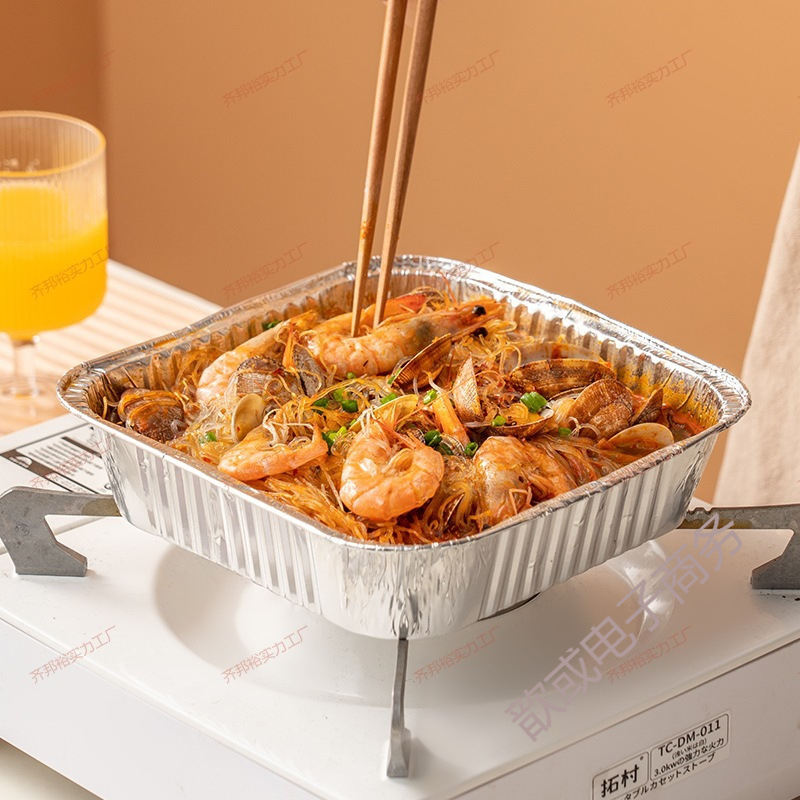freidora de aire tazón de papel de aluminio casero plato de papel de aluminio cuadrado horno de papel de aluminio horneado parrilla caja de papel de aluminio de grado alimenticio