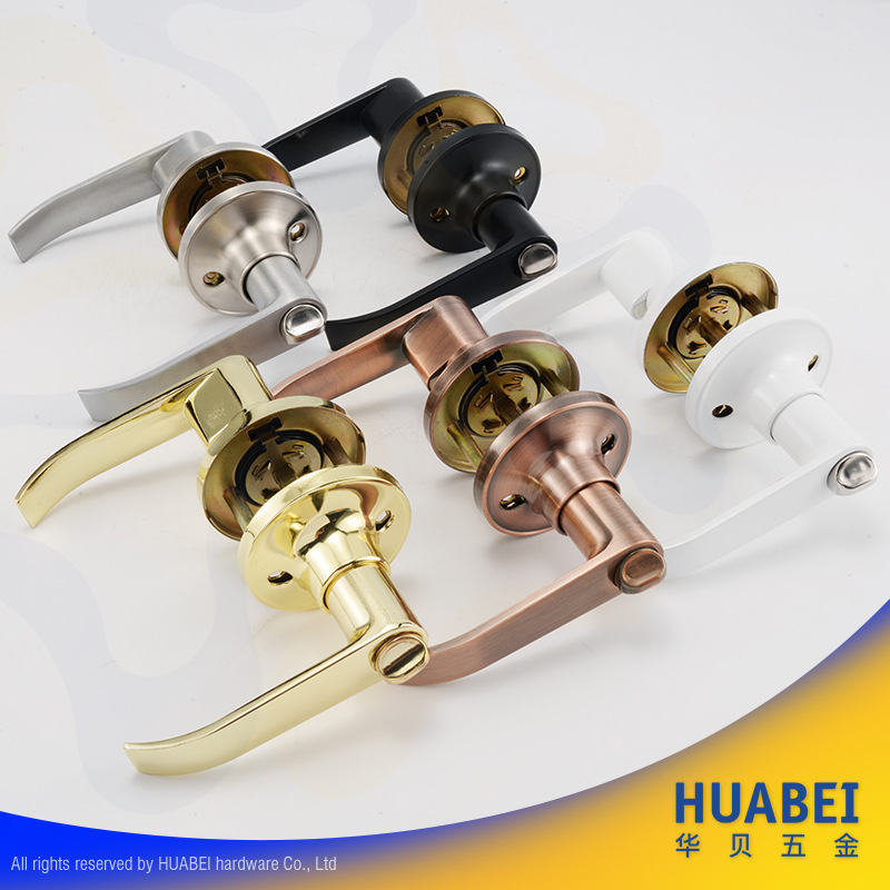 Zhongshan hardware cerradura de puerta puerta de aleación de aluminio cerradura de puerta de acero plástico cerradura de mano negro matto cerradura mecánica al por mayor