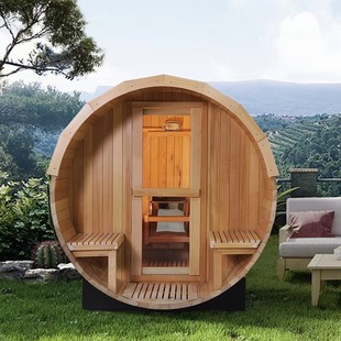 Factory Best 2-4 Person Panoramic Window Steam Barrel Red Cedar Sauna Room Outdoor Sauna Room