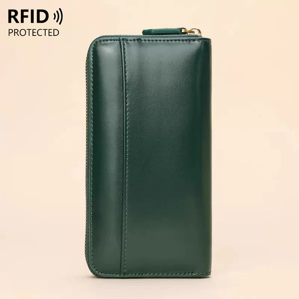 New Men's Wallet, Long Leather Anti-Degaussing Zipper Coin Purse, Unisex Clutch Bag, Wholesale from Manufacturer