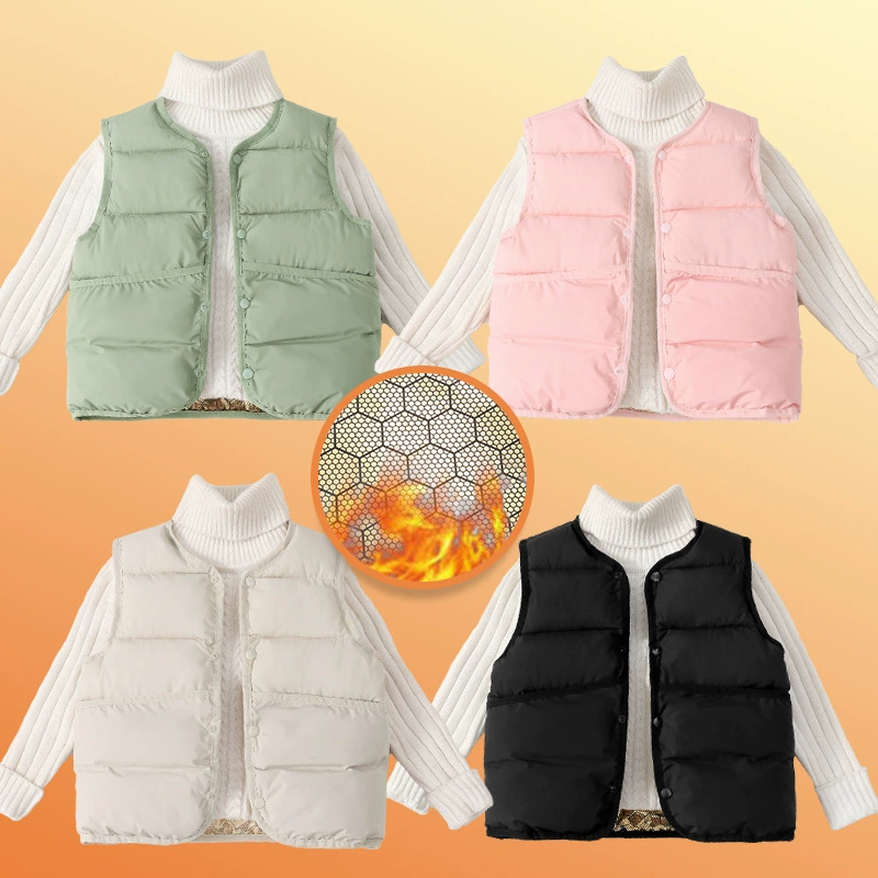 Детский жилет из графенового хлопка 858, однотонный, черный с золотом, для внешней торговли, прямые поставки с фабрики