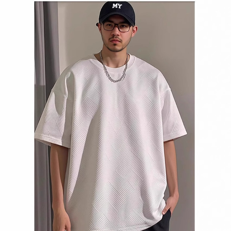 2025 New American Waffle Heavyweight Men's Plus-Size T-Shirt Short Sleeve Oversized Men's Half-Sleeve Summer 2025 New American Waffle Heavyweight Men's Plus-Size T-Shirt Short Sleeve Oversized Men's Half-Sleeve Summer