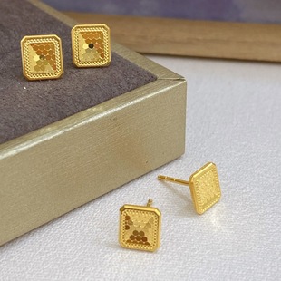 Water Shell Gold Supply 5g Gold Dragon Scale Earrings 999 Pure Gold Geometric Earrings 24K Pure Gold Fu Brand Earrings