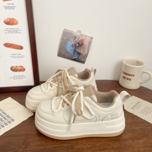 Thick-Soled Ugly White Shoes for Women 2025 Spring New Chic Niche Design Versatile Height-Increasing Sports Bread Shoes