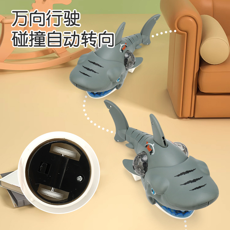 Transfronterizo amazónico eléctrico universal oscilante tiburones luces musicales coloridas boca abierta y cerrada oscilante peces juguetes para niños