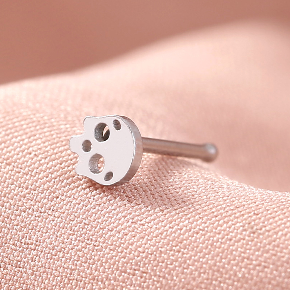 fashion stainless steel geometric puncture skull straight rod nose ornament