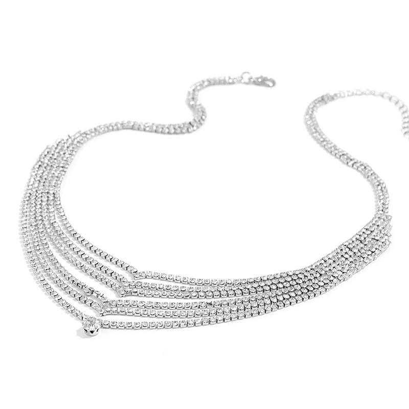 new retro exaggerated necklace clavicle chain multilayer rhinestone necklacepicture4