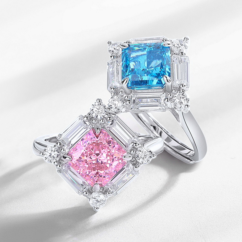 Wilsheng S925 plata de alto carbono anillo de diamantes hembra 3.8CT diamante artificial amarillo cuadrado anillo de lujo moda simple