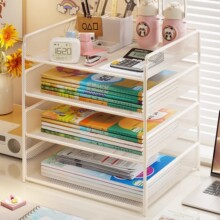 桌面书架学生书桌上书本收纳工位立式多层文件书立架办公室置物架